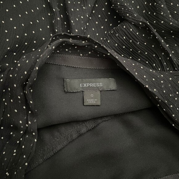 Express Y2K Black & White Polka Dot Silk Mini Skirt – Size 0 - Picture 6 of 10